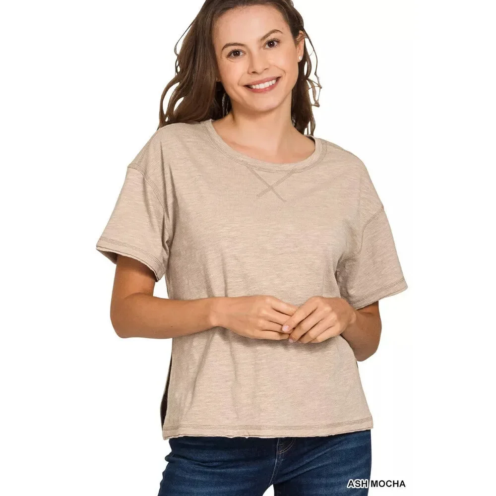 Zenana Cotton Slub Short Sleeve Tee